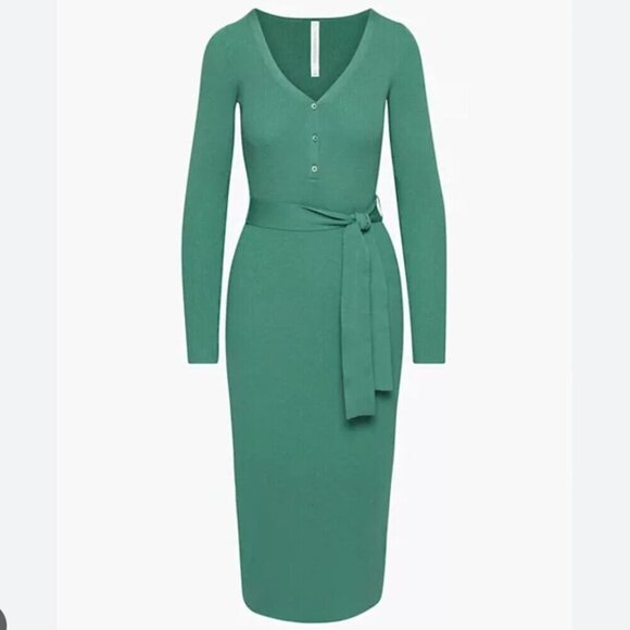Aritzia The Group by Babaton Henley Sweater Midi Dress Green Size Medium - Picture 2 of 9